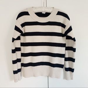J Crew Striped Crew Neck Sweater - cream/navy